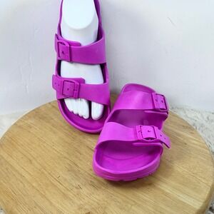 Slide Sandals Adjustable Buckle Comfort Casual Summer Pool Fuchsia‎ Size 7-8